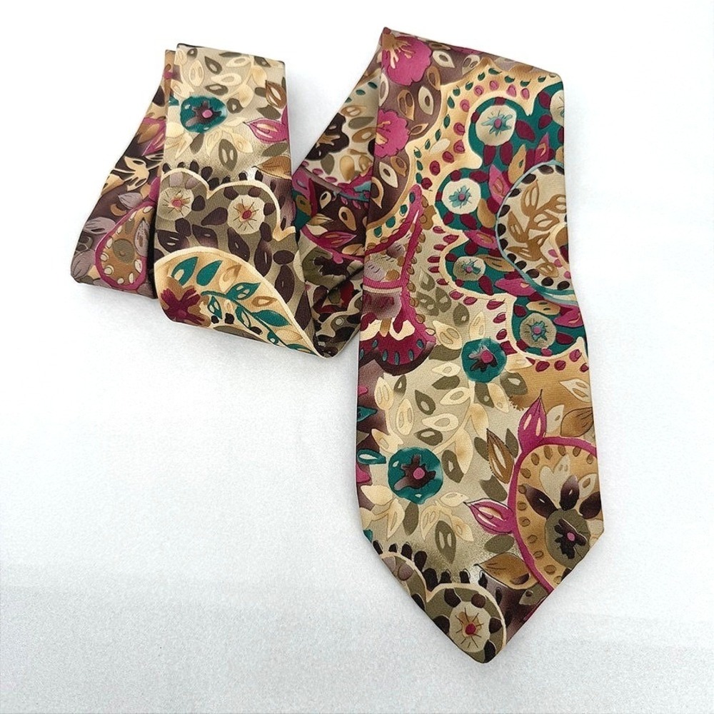 Robt Foxwood Necktie Floral Paisley Abstract Multicolored Vintage Menswear